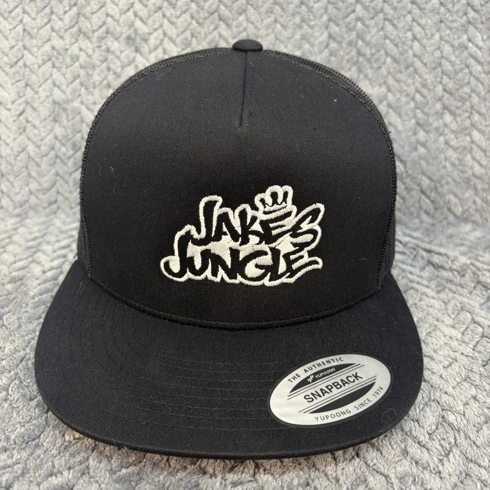 Yupoong The Classics Jakes Jungle Snapback Trucker Hat Black Mesh Cap 0798